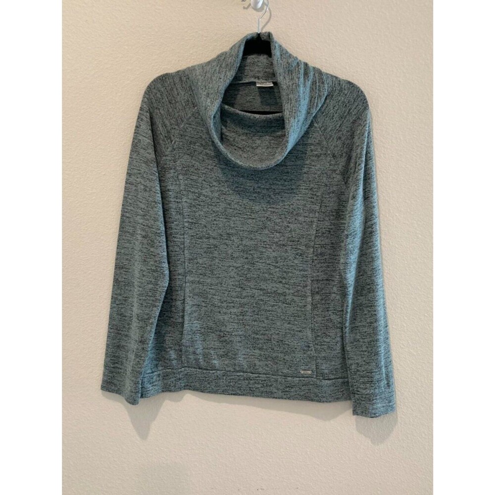 Hello Mello Green Space Dye Cowl Neck Pullover Sweatshirt L